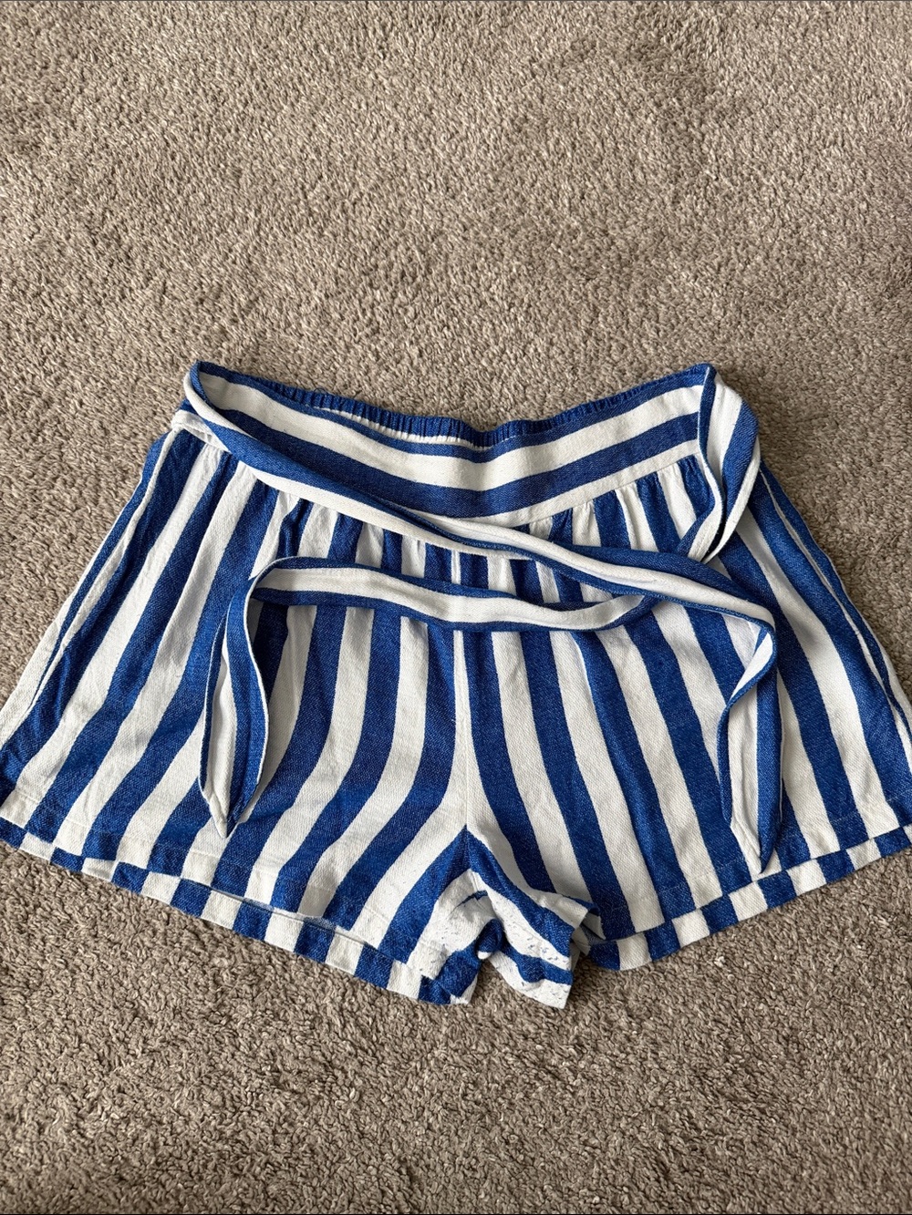 Blue and White Striped Shorts